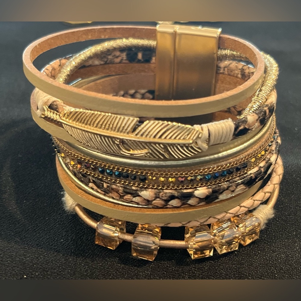 Gold and Brown Multi-Layered Bracelet